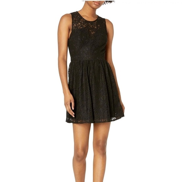 BCBGeneration Womens Fit & Flare Party Lace Dress Black Size 4 - Picture 1 of 9